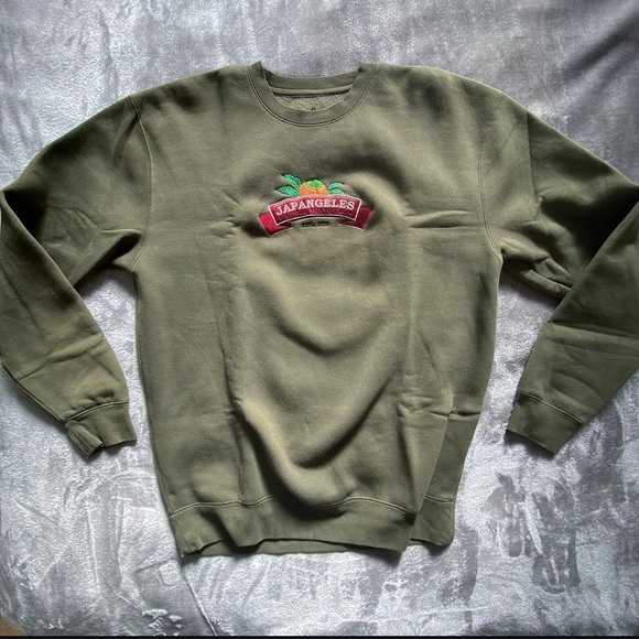 Japangeles Kaki Crew Embroidered Crewneck Sweatshirt - Picture 2 of 3